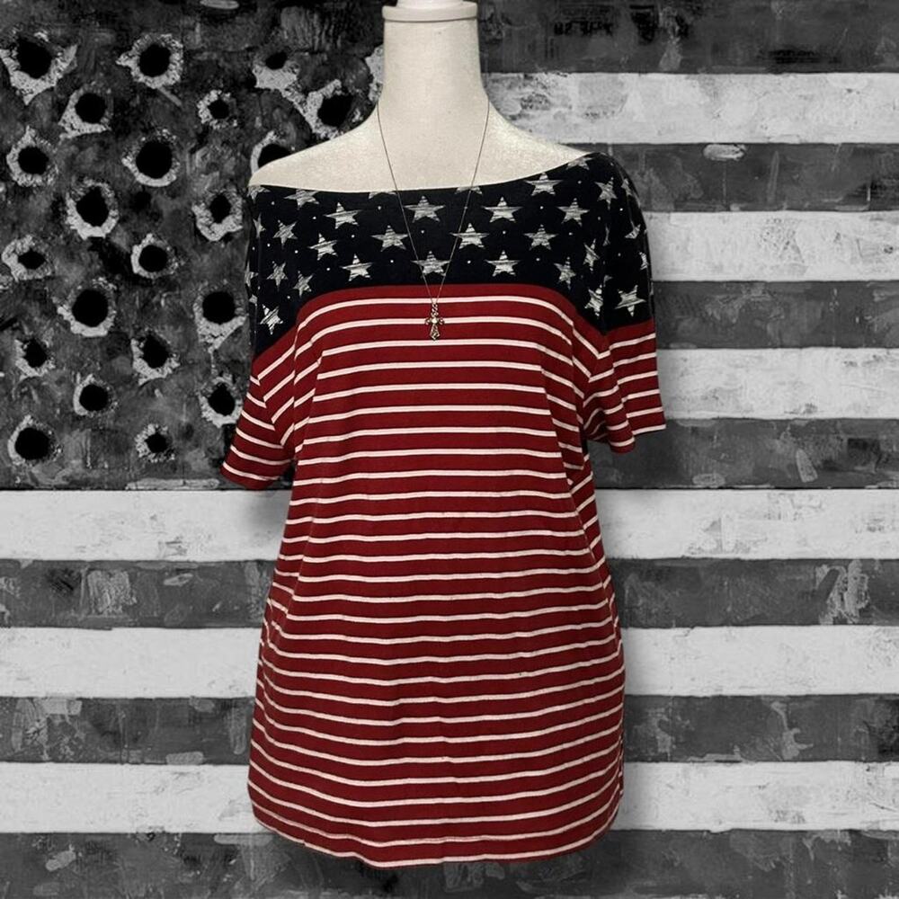 Red white and navy western american girl tumblr shirt